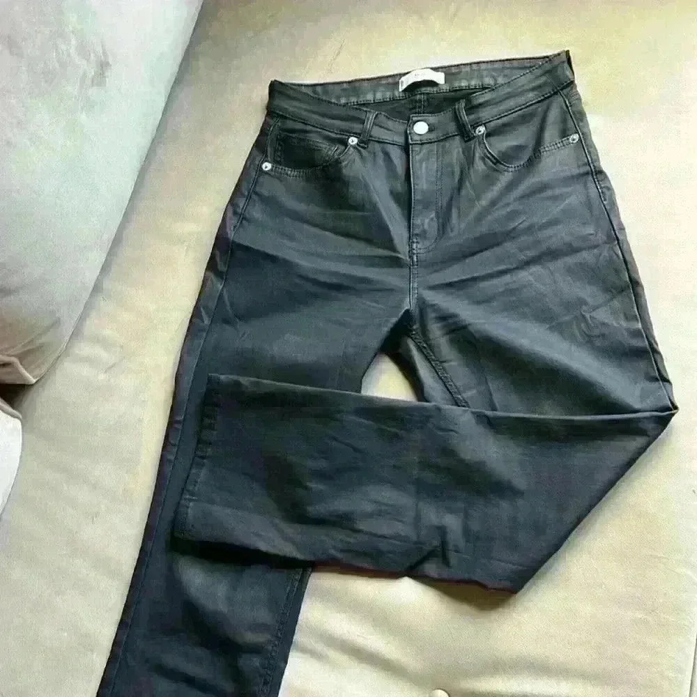 Mango coated stretch jeans, cropped flare ankle -Sz 10